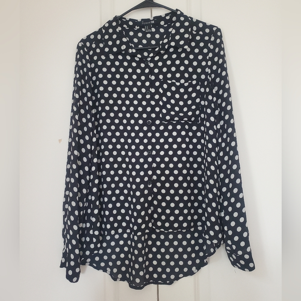 Polka dot long sleeve top